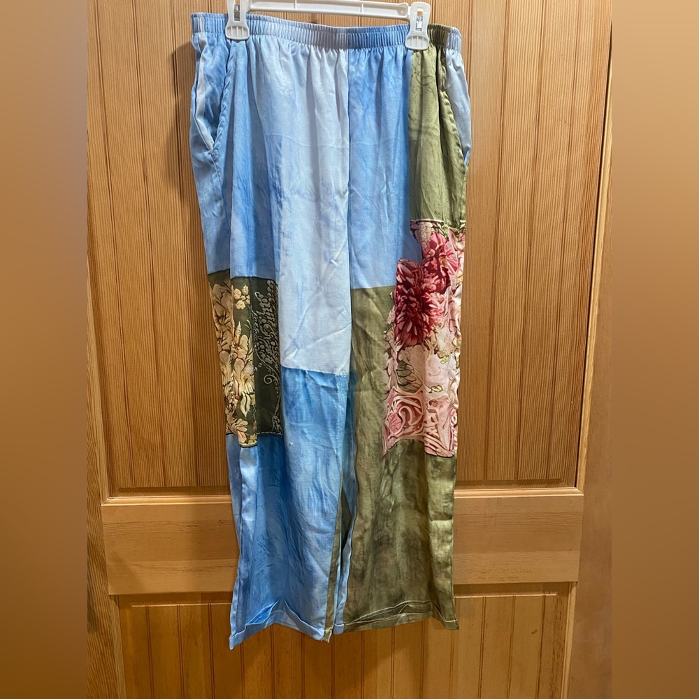 Patchwork Pattern Wide-Leg Pants - Multicolor NWT - image 2